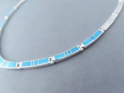 Turquoise Inlay Necklace in Sterling Silver