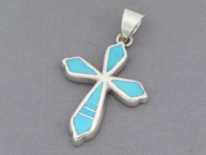 Turquoise Inlay Cross Pendant – Medium Size