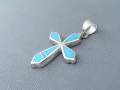 Turquoise Inlay Cross Pendant – Medium Size