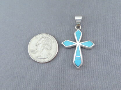 Turquoise Inlay Cross Pendant – Medium Size