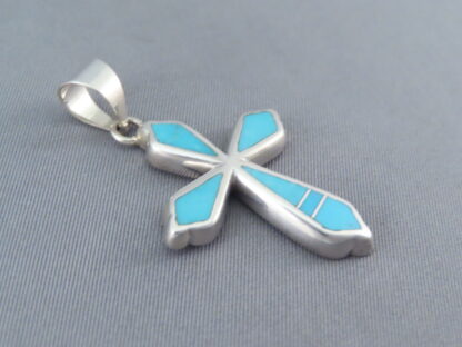 Turquoise Inlay Cross Pendant – Medium Size