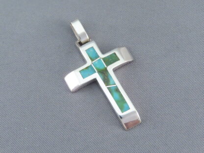 Sonoran Gold Turquoise Inlay Cross Pendant