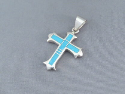Blue Turquoise Inlay Cross Pendant