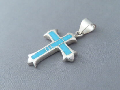 Blue Turquoise Inlay Cross Pendant