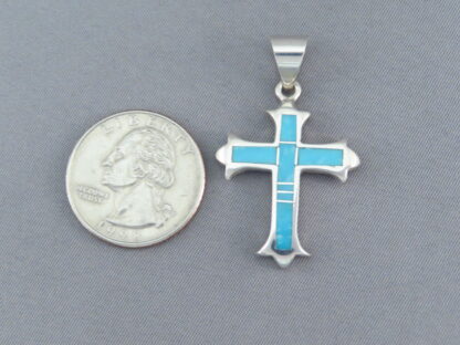 Blue Turquoise Inlay Cross Pendant