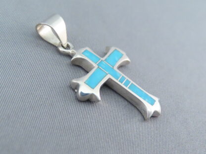 Blue Turquoise Inlay Cross Pendant