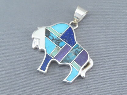 Inlaid Multi-Stone Bison Pendant – Inlay Buffalo