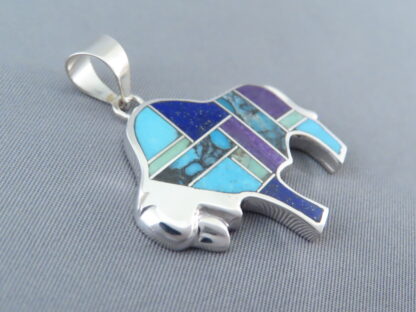 Inlaid Multi-Stone Bison Pendant – Inlay Buffalo