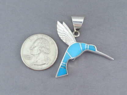 HUMMINGBIRD Pendant with Turquoise Inlay