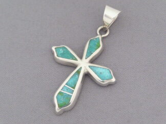 Green Turquoise Inlay Cross Pendant