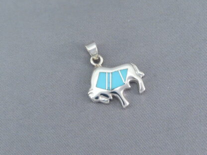 Smaller Bison Pendant with Turquoise Inlay