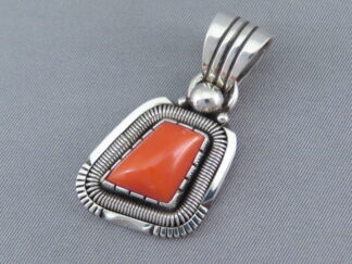 Native American Jewelry - Coral Pendant by Navajo Indian jewelry artist, Will Vandever FOR SALE $350-
