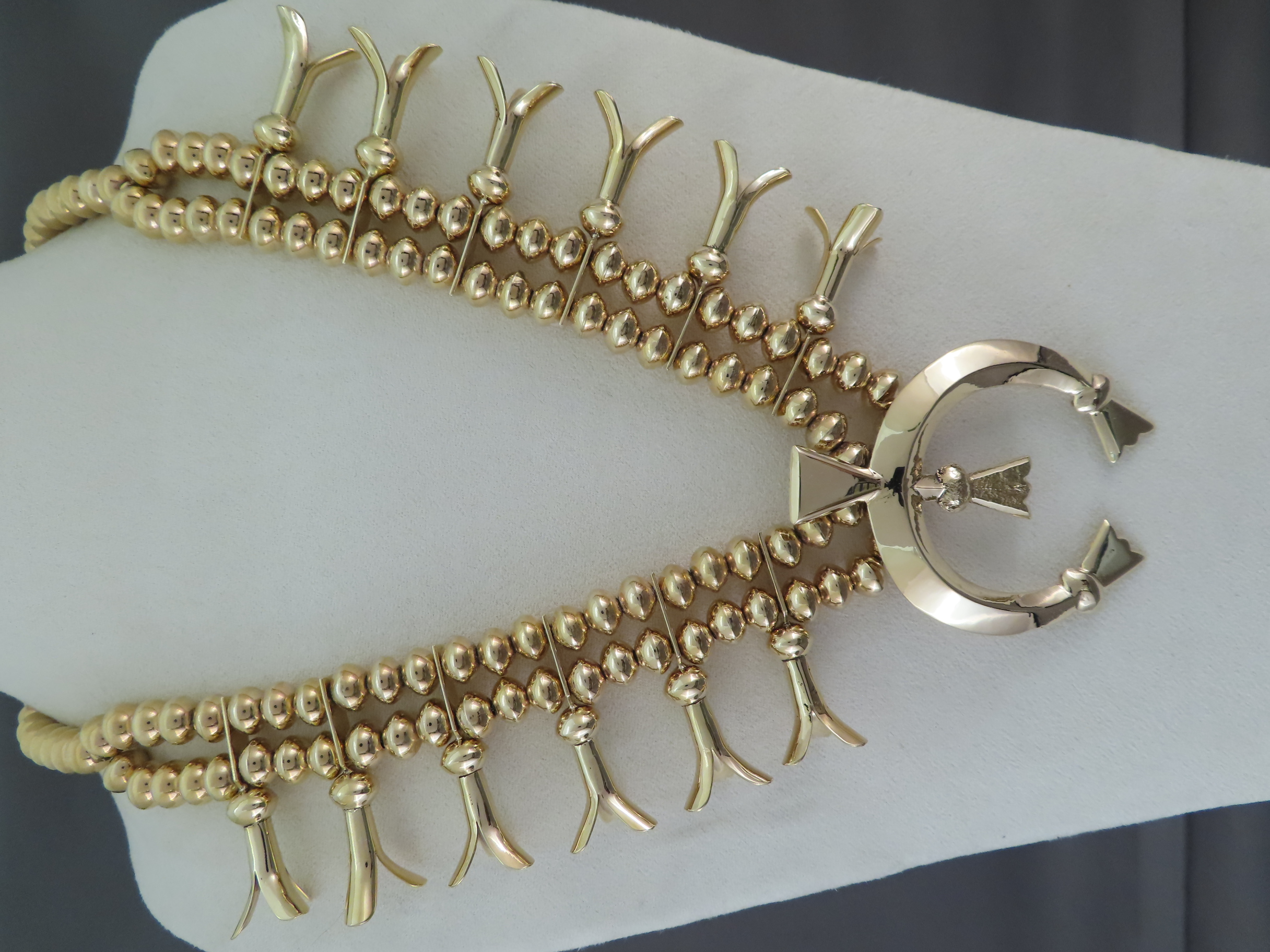 Gold Squash Blossom Necklace by Harrison Jim