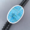 Oval Bolo Tie with Turquoise Inlay