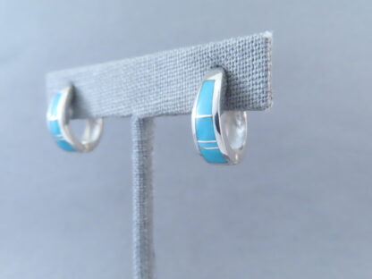 Turquoise Inlay Earrings (Smaller Huggies)
