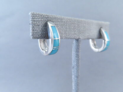 Turquoise Inlay Earrings (Smaller Huggies)