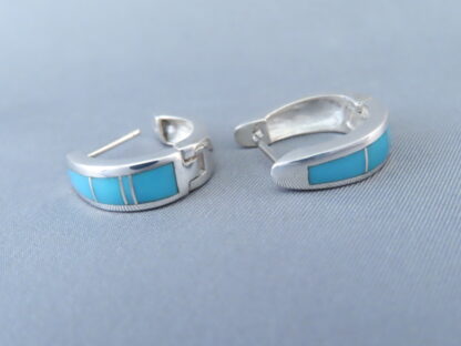Turquoise Inlay Earrings (Smaller Huggies)