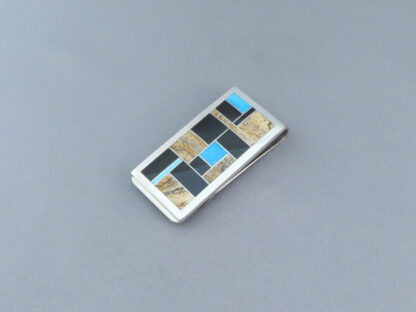 Multi-Stone Inlay Money Clip with Turquoise