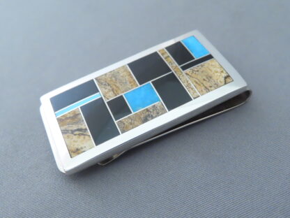 Multi-Stone Inlay Money Clip with Turquoise