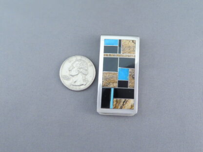 Multi-Stone Inlay Money Clip with Turquoise
