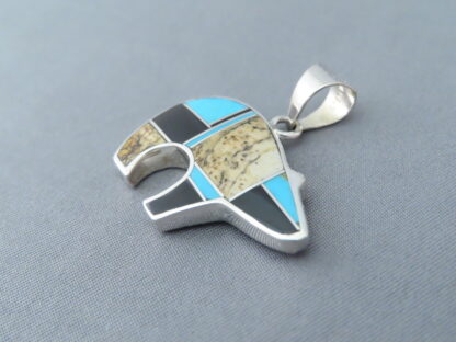 Mid-Size Multi-Stone Inlay Bear Pendant with Turquoise