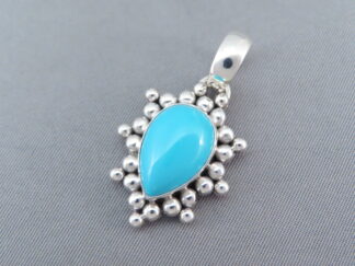 Buy Turquoise Jewelry - Pear-Shaped Sleeping Beauty Turquoise Pendant by Native Jeweler, Artie Yellowhorse FOR SALE $275-