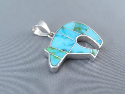 Turquoise Inlay BEAR Pendant (Sonoran Gold Turquoise)