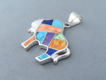 Inlaid Multi-Color Bison Pendant