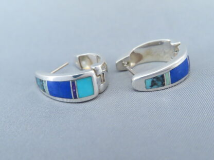 Inlaid Multi-Stone Earrings (Huggies)