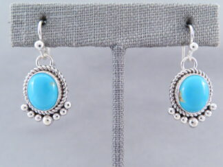 Shop Turquoise Jewelry - Lovely Little Sleeping Beauty Turquoise Earrings (hooks) by Navajo jeweler, Artie Yellowhorse FOR SALE $215-