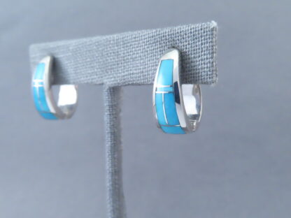 Turquoise Inlay Earrings (Huggies)