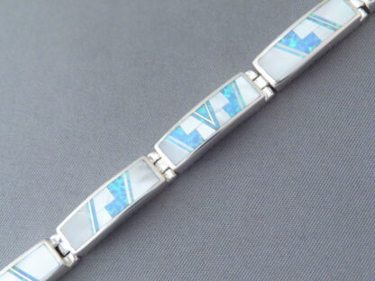 Detailed Multi-Stone Inlay Link Bracelet