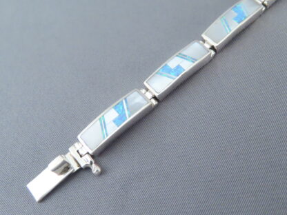 Detailed Multi-Stone Inlay Link Bracelet