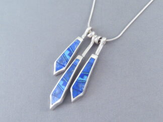 Buy Inlaid Jewelry - Lapis & Opal Inlay Pendant Necklace by Native American (Navajo) jeweler, Charles Willie FOR SALE $470-