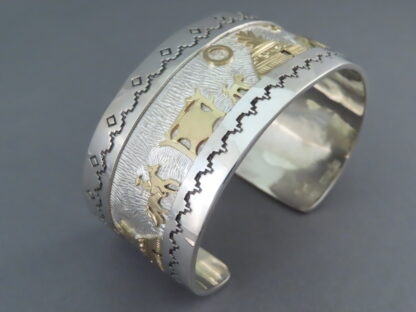 Gold & Silver ‘Storyteller’ Bracelet by Dina Huntinghorse (Large)