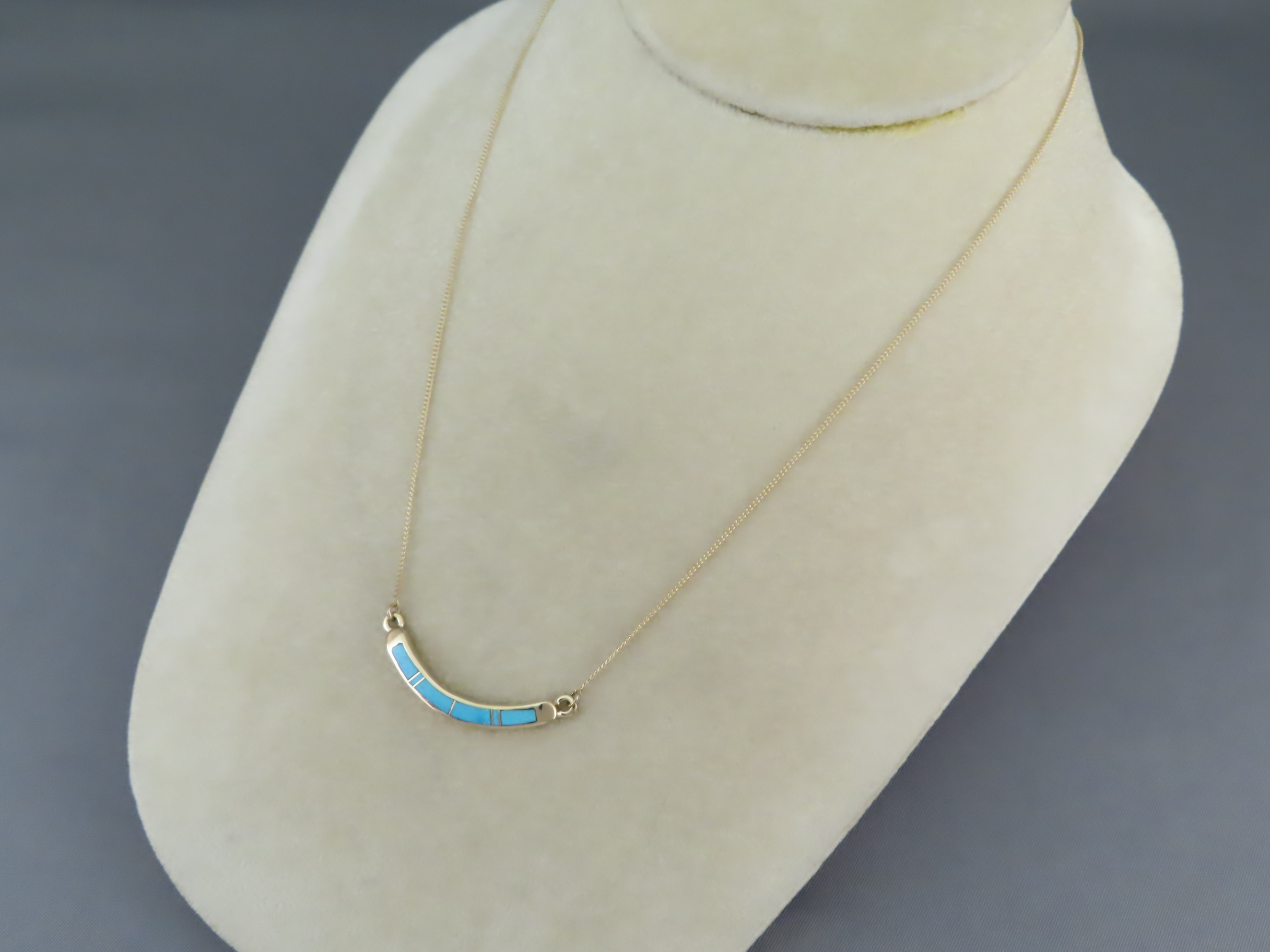 Diamond & Turquoise Inlay Necklace - Native American Jewelry