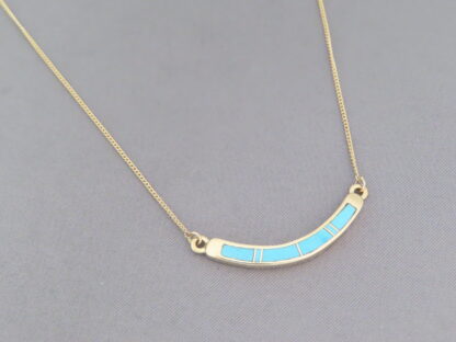 Delicate 14kt Gold Necklace with Turquoise Inlay