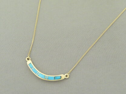Delicate 14kt Gold Necklace with Turquoise Inlay