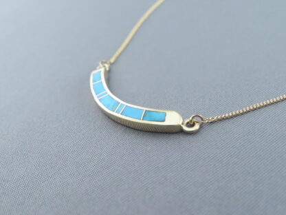 Delicate 14kt Gold Necklace with Turquoise Inlay