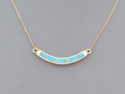 Delicate 14kt Gold Necklace with Turquoise Inlay