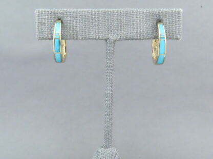 14kt Gold & Turquoise Inlay Earrings (light-weight)