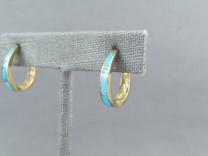 14kt Gold & Turquoise Inlay Earrings (light-weight)
