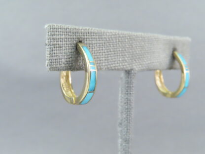 14kt Gold & Turquoise Inlay Earrings (light-weight)
