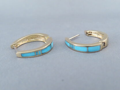 14kt Gold & Turquoise Inlay Earrings (light-weight)