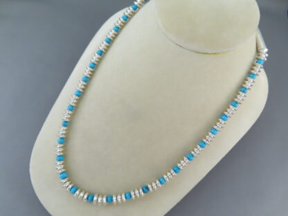 Artie Yellowhorse Sterling Silver Necklace with Sleeping Beauty Turquoise