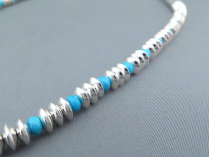 Artie Yellowhorse Sterling Silver Necklace with Sleeping Beauty Turquoise