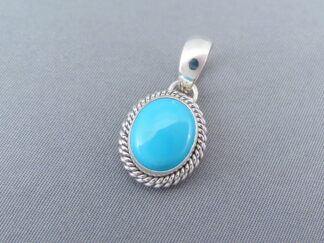 Shop Turquoise Jewelry - Small Oval Sleeping Beauty Turquoise Slider Pendant by Navajo jeweler, Artie Yellowhorse $195- FOR SALE