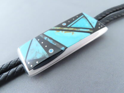 Bolo Tie of Sterling Silver & Multi-Stone Inlay by Jimmy Poyer