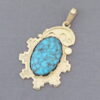 14kt Gold & Lone Mountain Turquoise Pendant by Robert Taylor