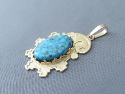 14kt Gold & Lone Mountain Turquoise Pendant by Robert Taylor